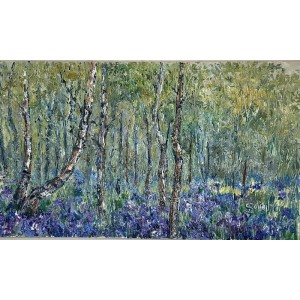 Sabiha Nasar-ud-Deen, Irises 1, 18 x 30 Inch, Oil with knife on Canvas, Landscape Painting, AC-SBND-051